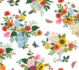 Flower Studies Bright Multi-Color Floral Whimsical Wallpaper - York RF7402