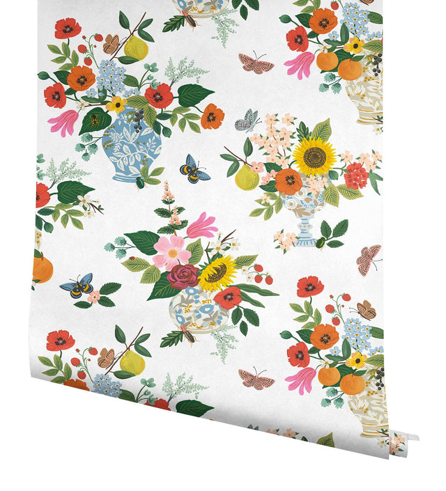 Flower Studies Bright Multi-Color Floral Whimsical Wallpaper - York RF7402