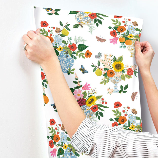 Flower Studies Bright Multi-Color Floral Whimsical Wallpaper - York RF7402