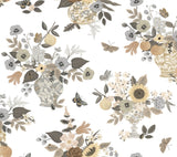 Flower Studies Linen Wallpaper with Whimsical Floral & Butterfly Motif - York RF7403