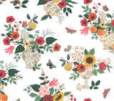 Flower Studies Rose Red Whimsical Floral Wallpaper - York RF7404