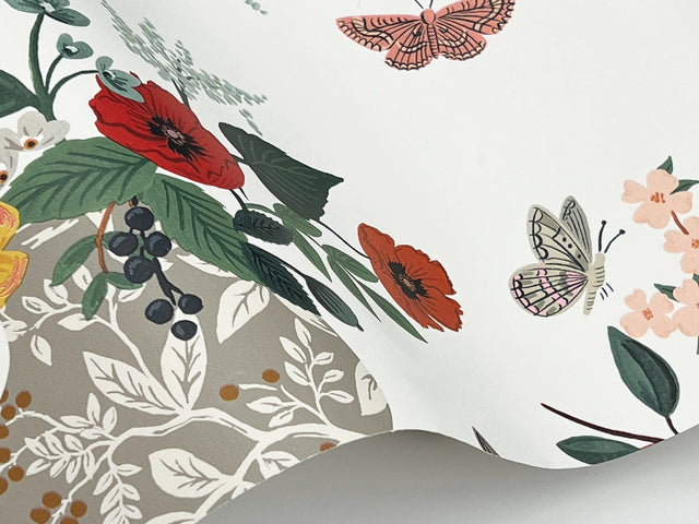 Flower Studies Rose Red Whimsical Floral Wallpaper - York RF7404