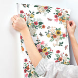 Flower Studies Rose Red Whimsical Floral Wallpaper - York RF7404