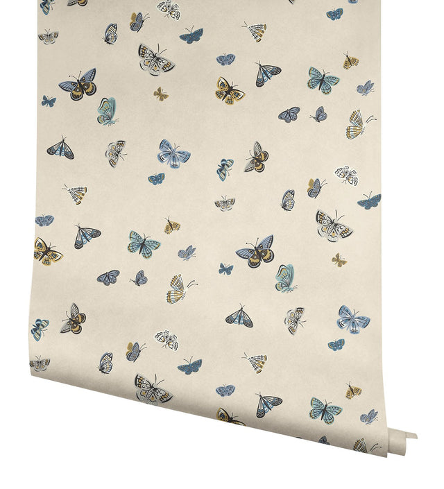 Butterfly House Linen Wallpaper with Whimsical Metallic Butterfly Motif - York RF7412