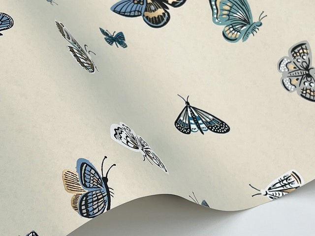 Butterfly House Linen Wallpaper with Whimsical Metallic Butterfly Motif - York RF7412