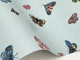 Butterfly House Light Blue Wallpaper with Metallic Whimsical Butterfly Pattern - York RF7414