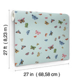 Butterfly House Light Blue Wallpaper with Metallic Whimsical Butterfly Pattern - York RF7414
