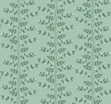 Climbing Vine Soft Teal Wallpaper with Metallic Botanical Stripe - York RF7421