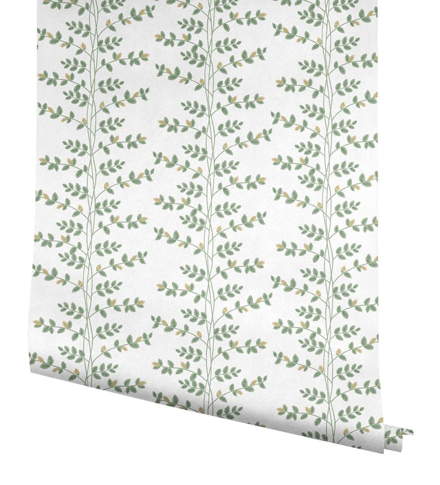 Climbing Vine Gold Wallpaper with Metallic Botanical Vine Stripe - York RF7424