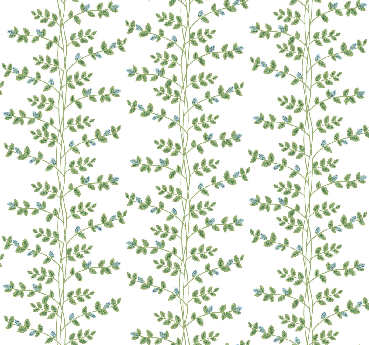 Climbing Vine Blue Wallpaper with Botanical Whimsical Vertical Vines - York RF7425