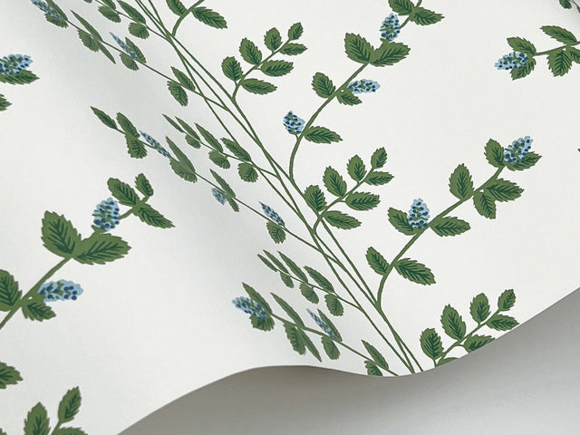 Climbing Vine Blue Wallpaper with Botanical Whimsical Vertical Vines - York RF7425