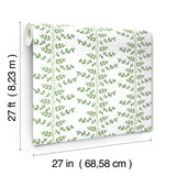 Climbing Vine Blue Wallpaper with Botanical Whimsical Vertical Vines - York RF7425