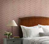 Climbing Vine Rose Wallpaper with Metallic Botanical Stripe - York RF7426