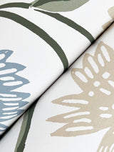 Aster White Green Floral Non Woven Wallpaper - York RF7431