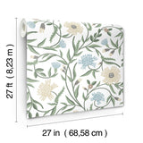 Aster White Green Floral Non Woven Wallpaper - York RF7431