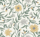 Aster Gold Wallpaper with Metallic Floral Vine Pattern - York RF7432