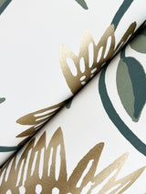 Aster Gold Wallpaper with Metallic Floral Vine Pattern - York RF7432