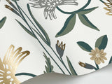 Aster Gold Wallpaper with Metallic Floral Vine Pattern - York RF7432