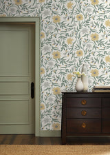 Aster Gold Wallpaper with Metallic Floral Vine Pattern - York RF7432