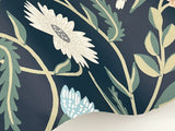 Aster Navy Wallpaper with Floral Trail Pattern, Farmhouse Style - York RF7435
