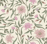 Aster Rose Purple Matte Non?Pasted Wallpaper with Floral Farmhouse Pattern - York RF7436