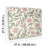Aster Rose Purple Matte Non?Pasted Wallpaper with Floral Farmhouse Pattern - York RF7436
