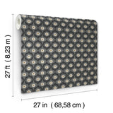 Emma Black Wallpaper with Metallic Floral Medallion Pattern - York RF7442