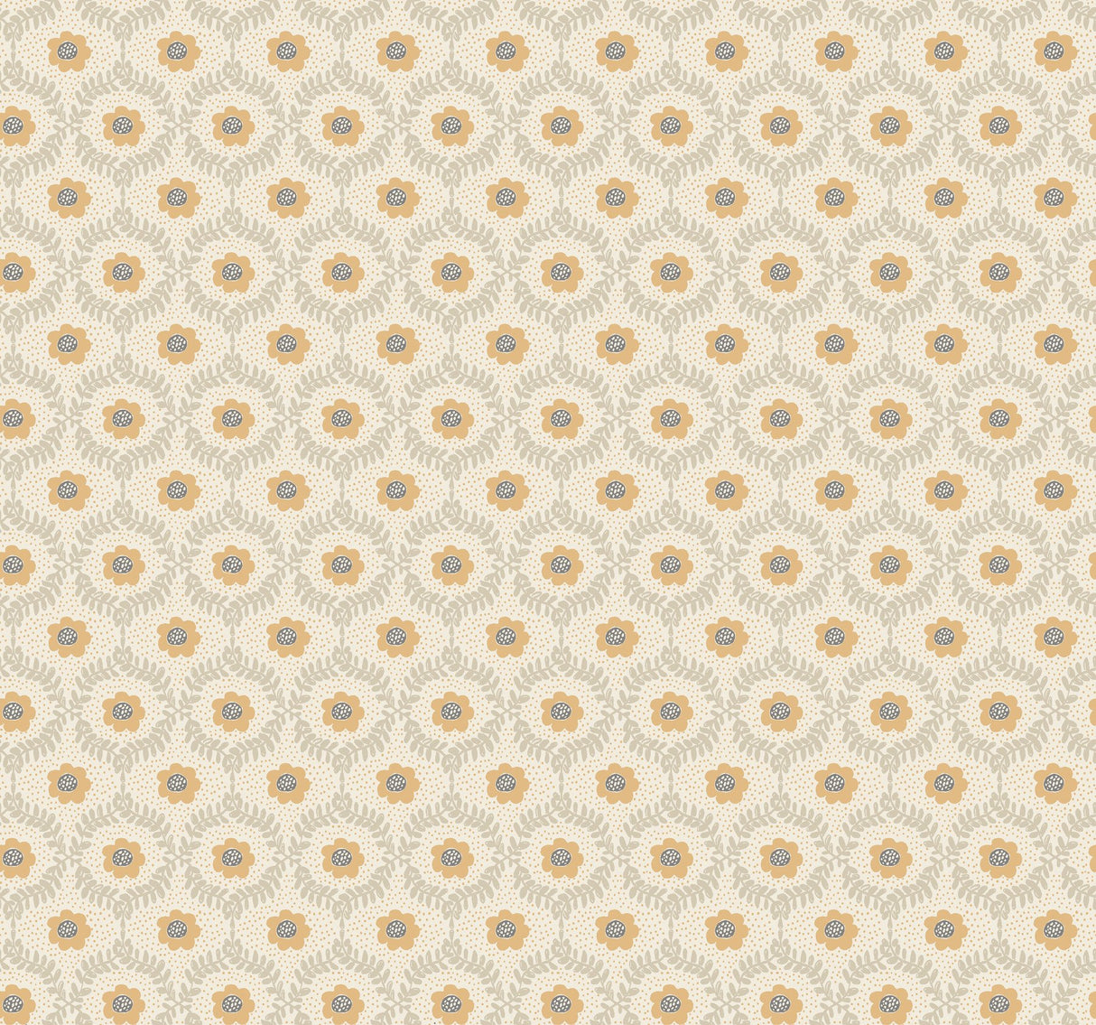 Emma Linen Wallpaper with Metallic Floral Trellis - York RF7443