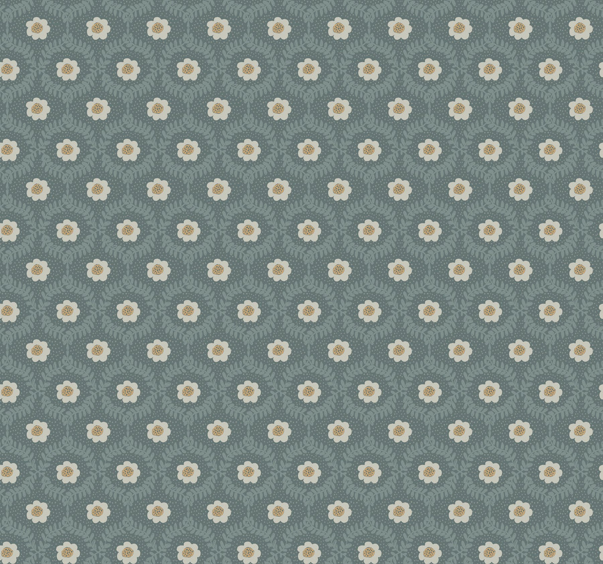 Emma Slate Blue Metallic Floral Whimsical Wallpaper - York RF7445
