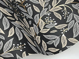 Willowberry Black Wallpaper with Metallic Botanical Farmhouse Style - York RF7462