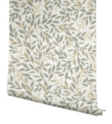 Willowberry Linen Wallpaper with Metallic Botanical Vines - York RF7463