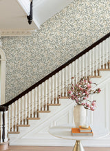Willowberry Linen Wallpaper with Metallic Botanical Vines - York RF7463
