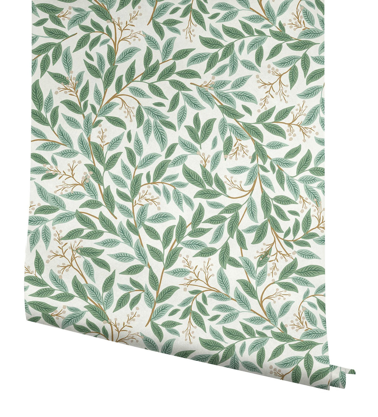 Willowberry Emerald Wallpaper with Metallic Botanical Vine Motif - York RF7464