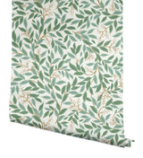 Willowberry Emerald Wallpaper with Metallic Botanical Vine Motif - York RF7464