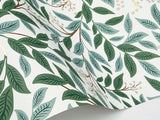 Willowberry Emerald Wallpaper with Metallic Botanical Vine Motif - York RF7464