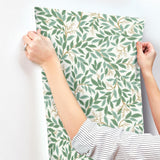 Willowberry Emerald Wallpaper with Metallic Botanical Vine Motif - York RF7464