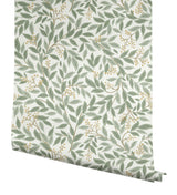 Willowberry Sage Green Metallic Botanical Wallpaper - York RF7465