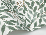 Willowberry Sage Green Metallic Botanical Wallpaper - York RF7465