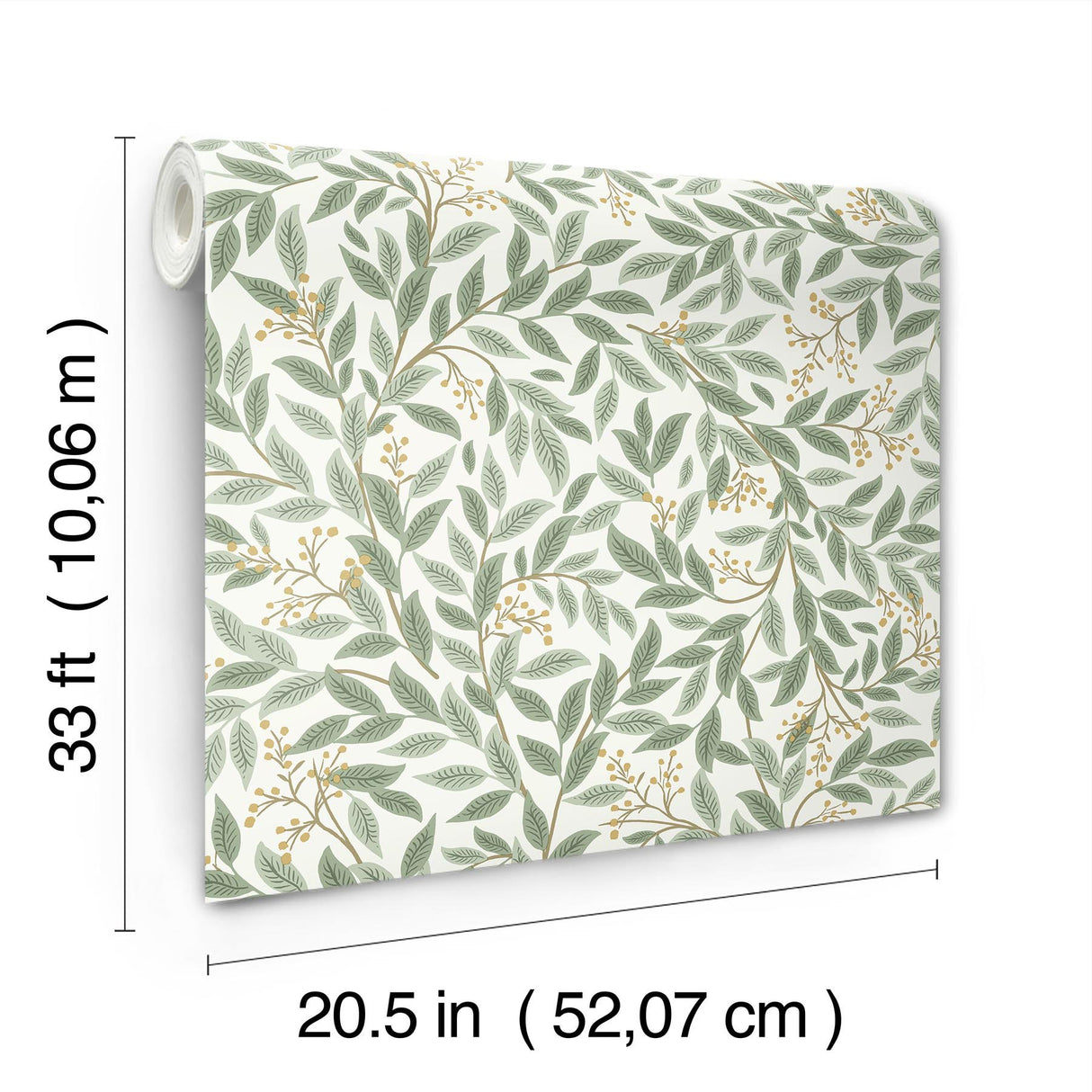Willowberry Sage Green Metallic Botanical Wallpaper - York RF7465