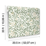 Willowberry Sage Green Metallic Botanical Wallpaper - York RF7465