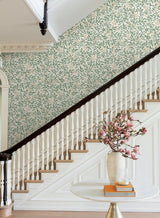 Willowberry Sage Green Metallic Botanical Wallpaper - York RF7465