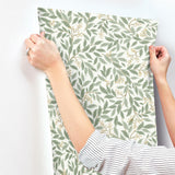 Willowberry Sage Green Metallic Botanical Wallpaper - York RF7465