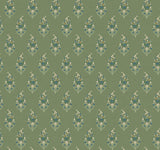 Paisley Green Metallic Non Woven Wallpaper with Floral Paisley Small Prints Pattern - York RF7471