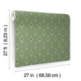 Paisley Green Metallic Non Woven Wallpaper with Floral Paisley Small Prints Pattern - York RF7471