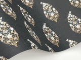 Paisley Black Wallpaper with Metallic Floral Paisley Motif - York RF7472