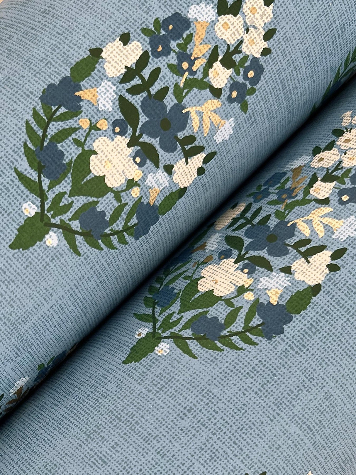 Paisley Blue Wallpaper with Metallic Small Prints Pattern - York RF7473
