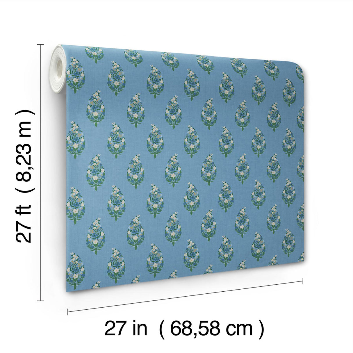Paisley Blue Wallpaper with Metallic Small Prints Pattern - York RF7473