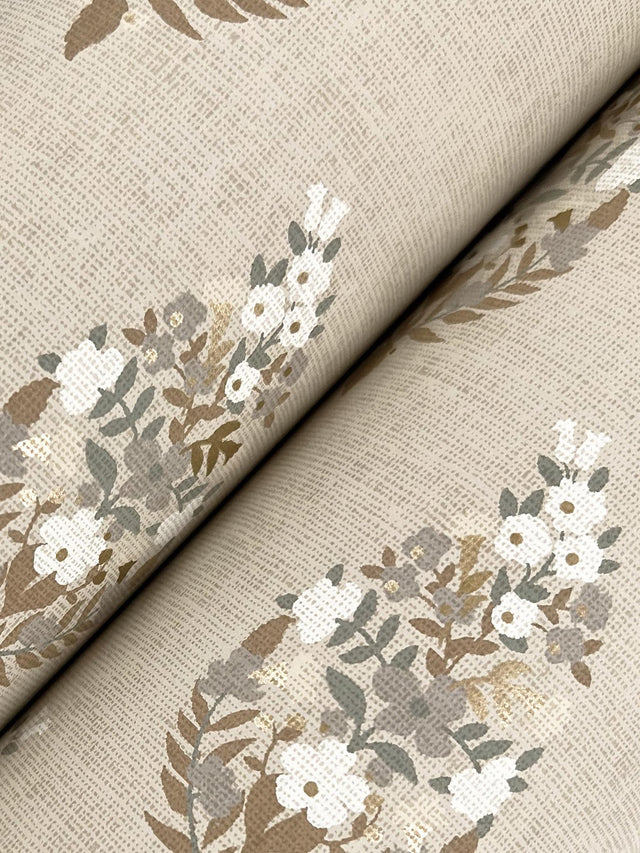 Paisley Linen Wallpaper with Metallic Small Prints Motif - York RF7474