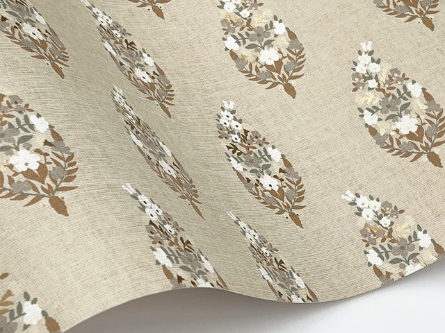 Paisley Linen Wallpaper with Metallic Small Prints Motif - York RF7474