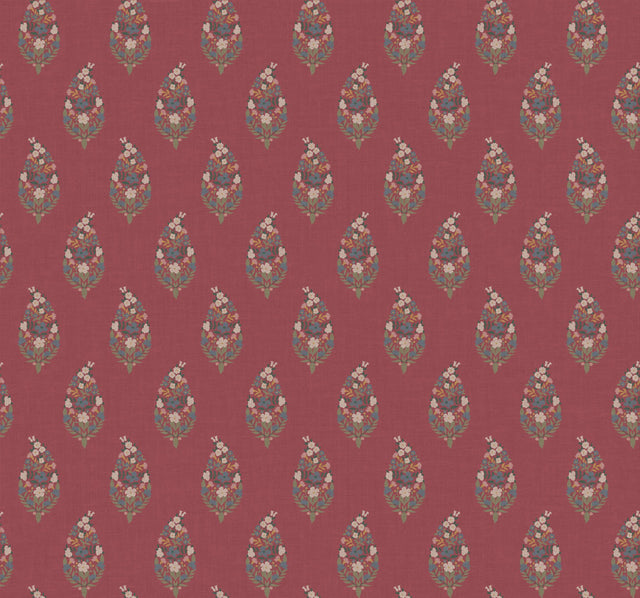 Paisley Burgundy Wallpaper with Metallic Small Prints Motif - York RF7475